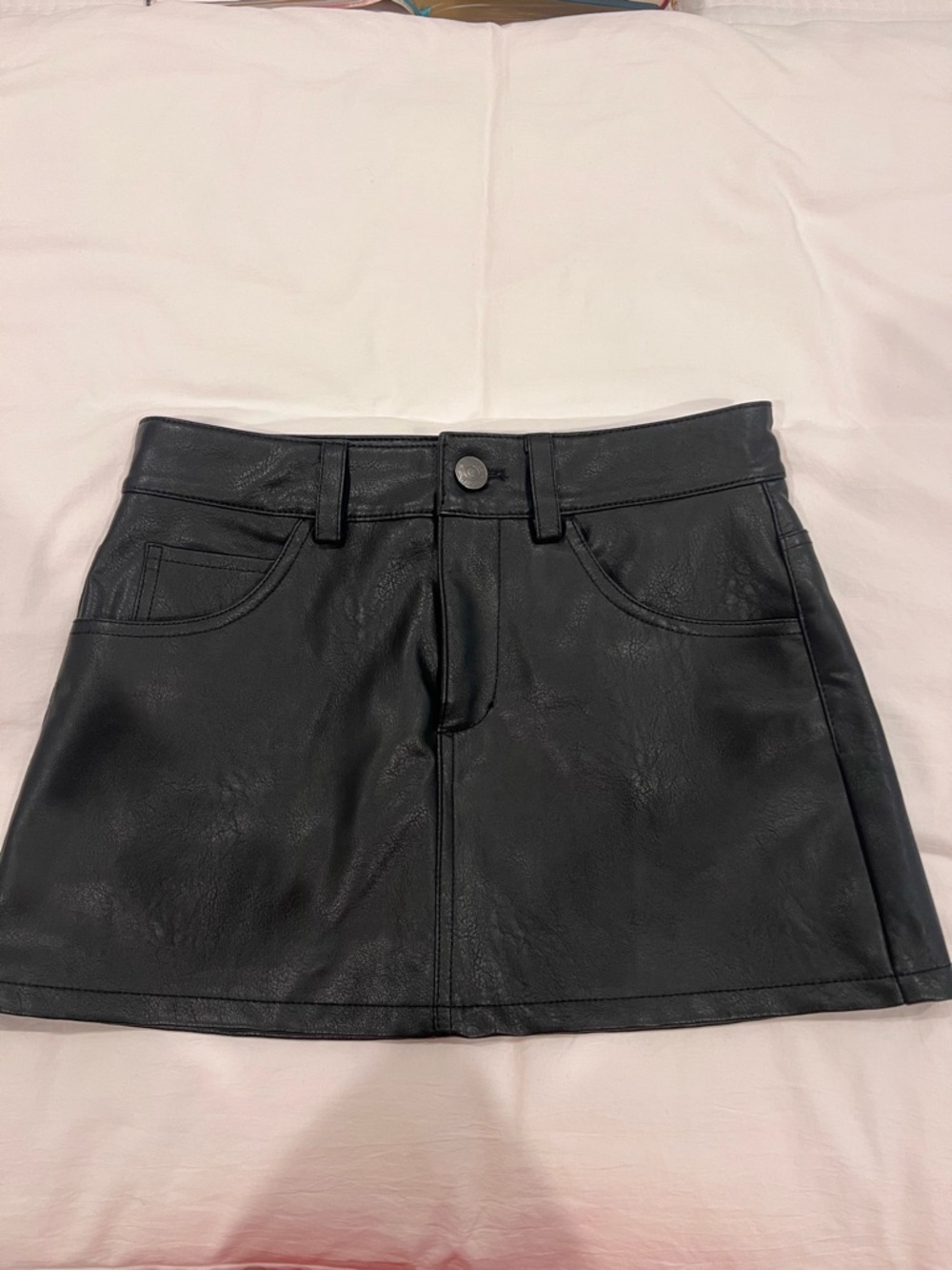 Garage Black Faux Leather Mini Skirt